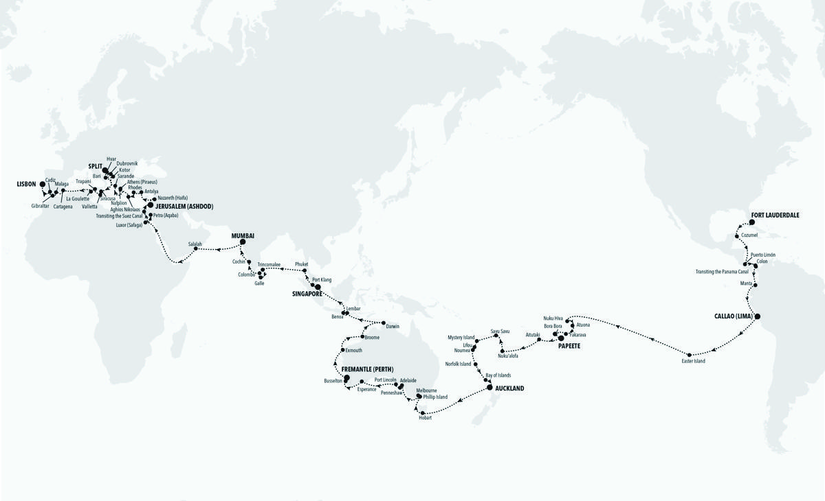 Silversea's World Cruise itinerary. (Silversea)